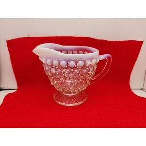 Opalescent Clear White Trim Hobnail Vintage MCM Creamer 3.5 inches